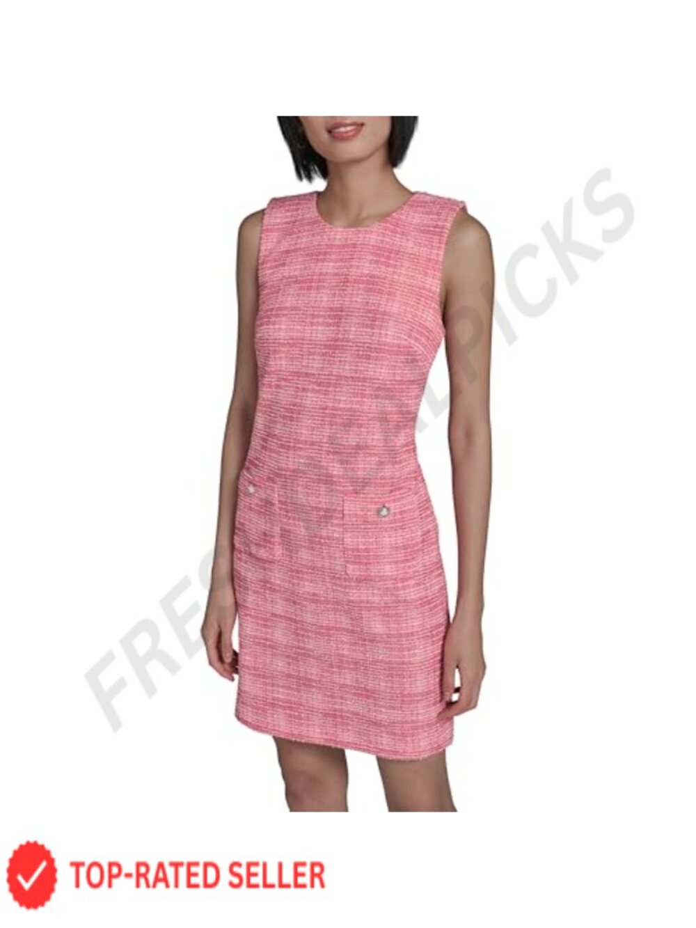 Sleeveless Round Neck A-line Tweed Mini Dress Workwear Casual